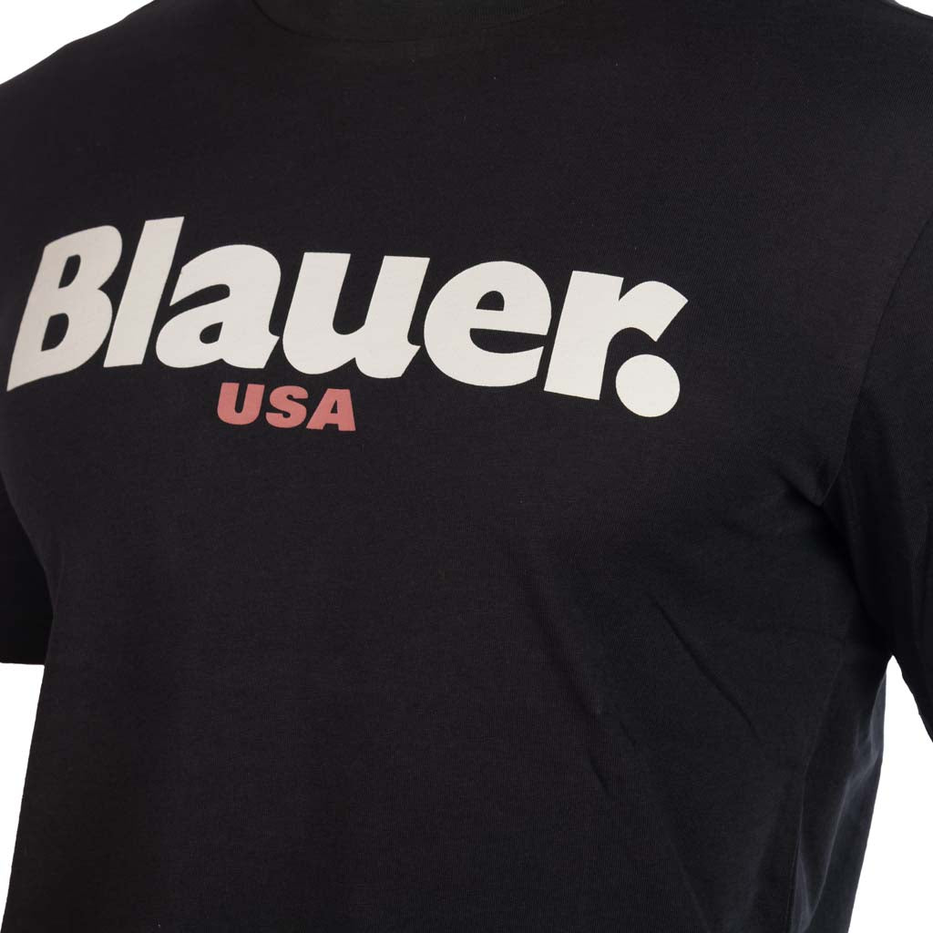 T-SHIRT UOMO BLAUER CON STAMPA LOGO FRONTALE A CONTRASTO - Colori disponibili: 4