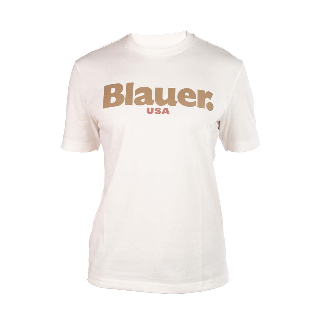 T-SHIRT UOMO BLAUER CON STAMPA LOGO FRONTALE A CONTRASTO - Colori disponibili: 4