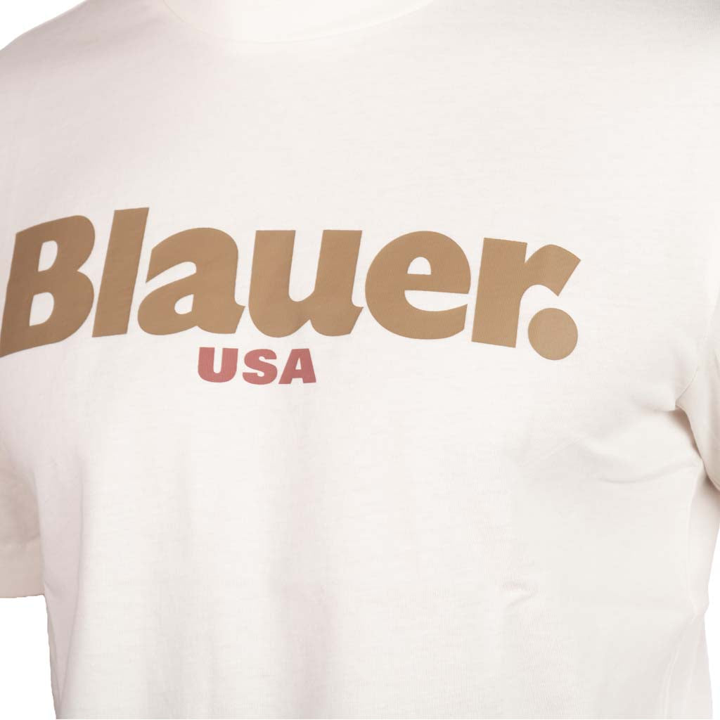 T-SHIRT UOMO BLAUER CON STAMPA LOGO FRONTALE A CONTRASTO - Colori disponibili: 4
