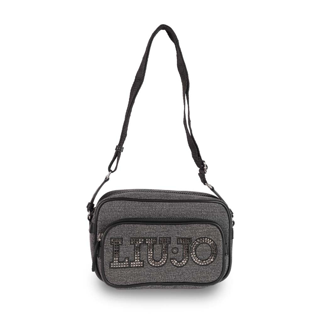 TRACOLLA DONNA LIU JO CON LOGO E BORCHIE - COL. DENIM GRIGIO