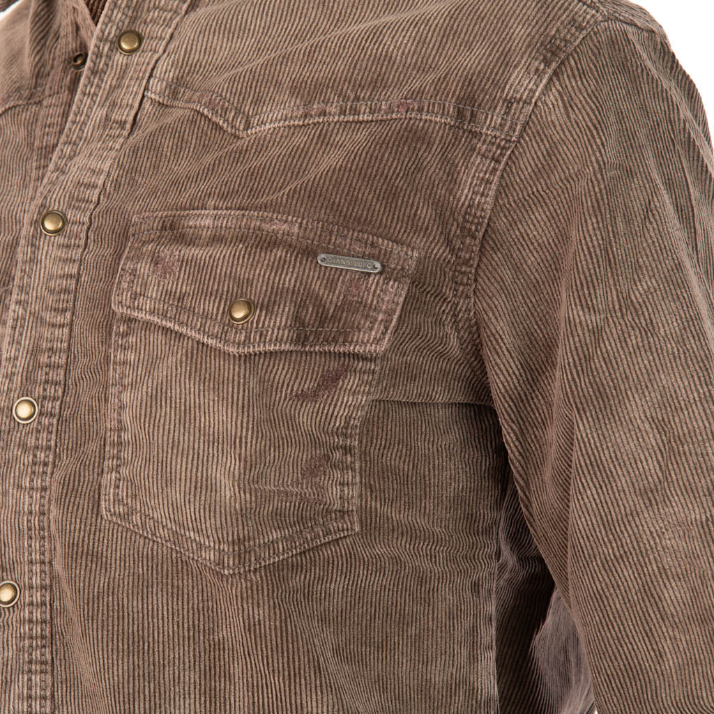 CAMICIA UOMO GIANNI LUPO IN VELLUTO A COSTE DELAVE' - COL. CAFFE'