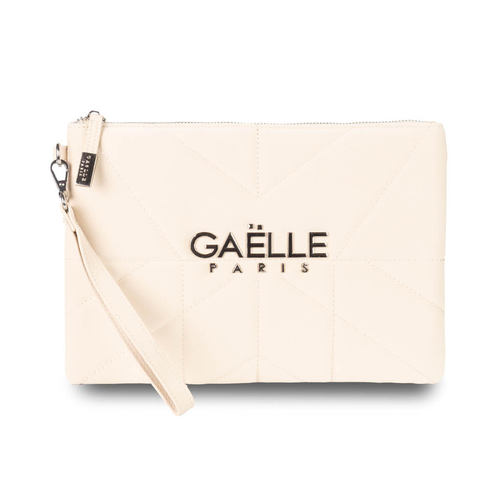 POCHETTE DONNA GAELLE CON LOGO METALLICO - COL. BURRO