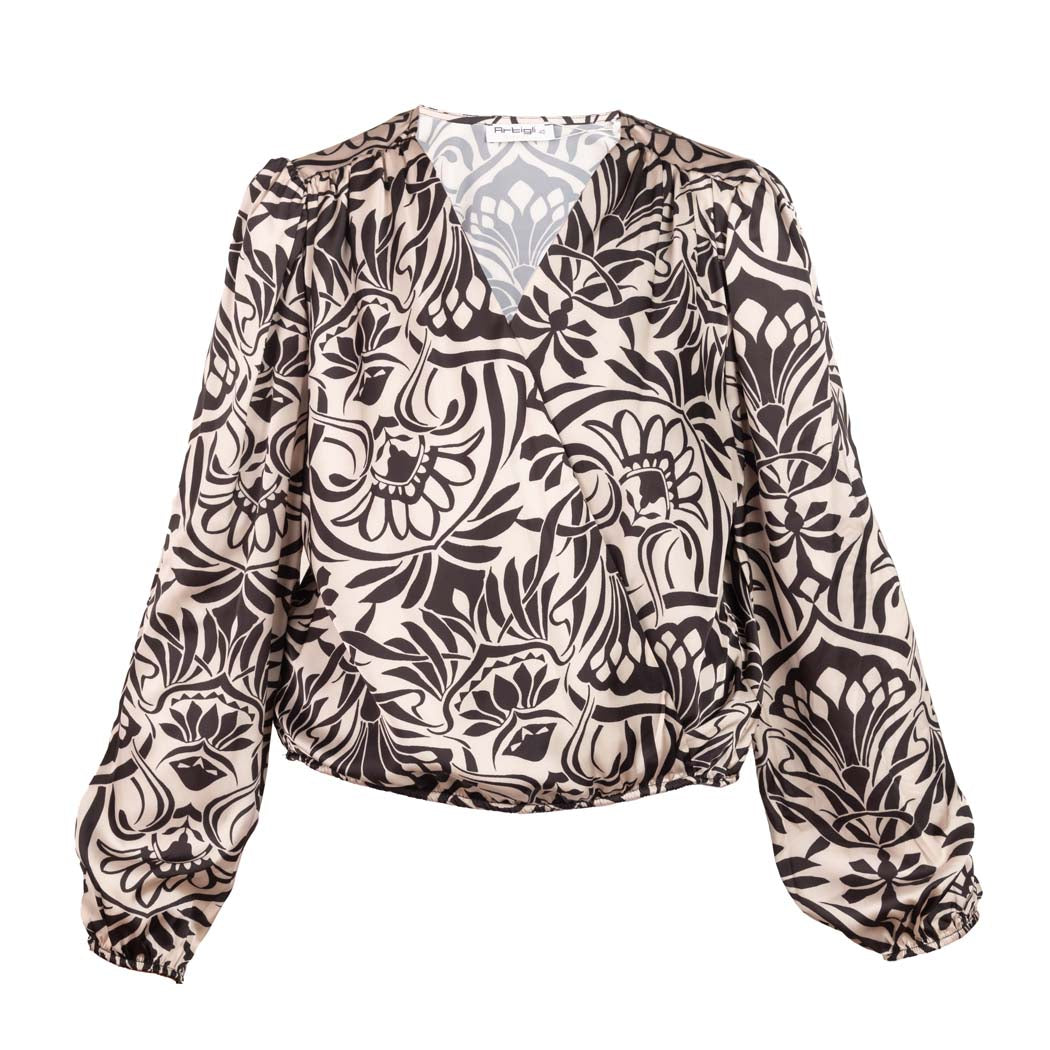 BLUSA DONNA ARTIGLI CON STAMPA FANTASIA - COL. NERO / AVORIO