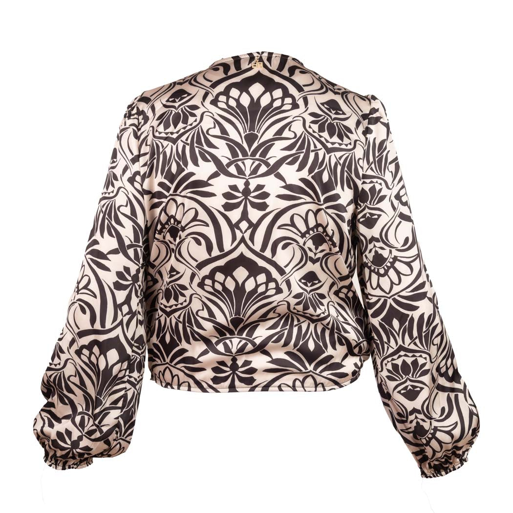 BLUSA DONNA ARTIGLI CON STAMPA FANTASIA - COL. NERO / AVORIO