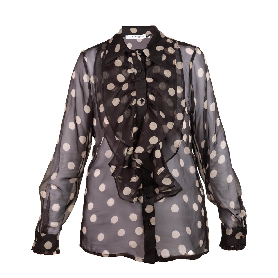 CAMICIA DONNA ARTIGLI CON STAMPA A POIS - COL. NERO / AVORIO