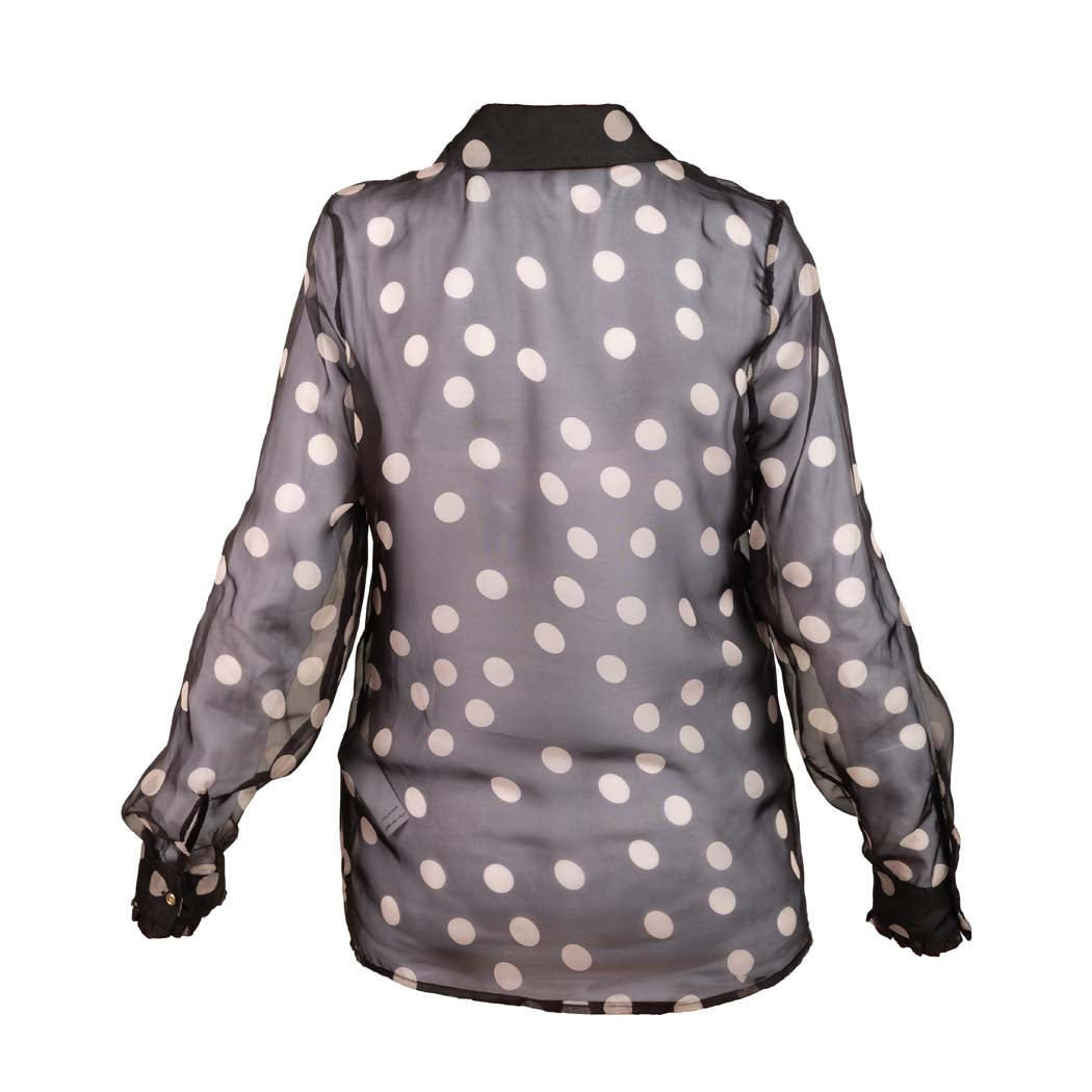 CAMICIA DONNA ARTIGLI CON STAMPA A POIS - COL. NERO / AVORIO