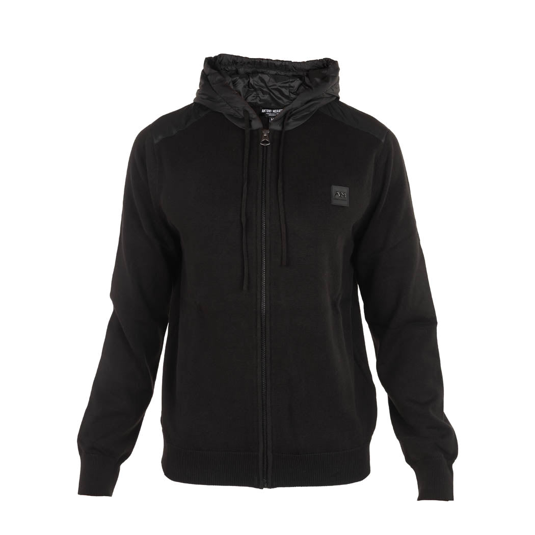 MAGLIA UOMO ANTONY MORATO CON CAPPUCCIO CON INSERTI A CONTRASTO - COL. NERO