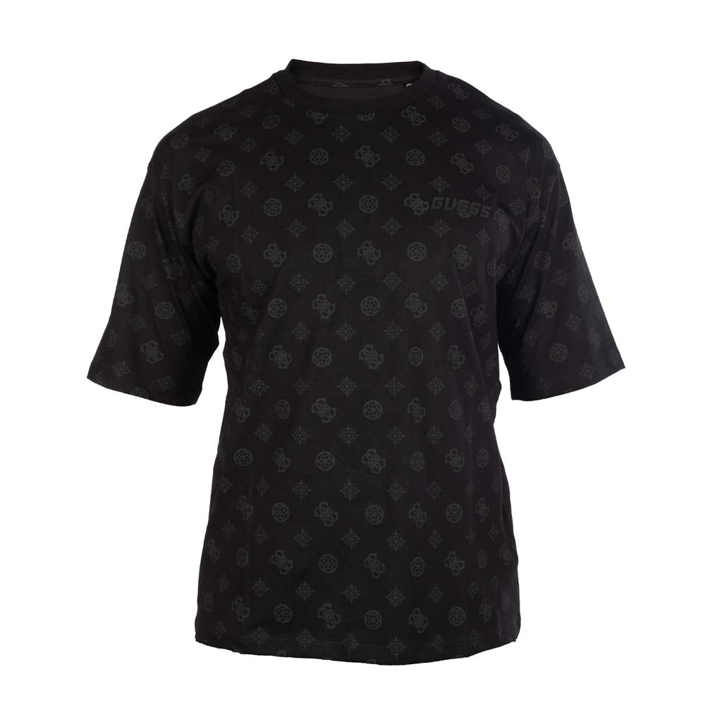 T-SHIRT UOMO GUESS CON LOGO STAMPATO ALL OVER - COL. NERO
