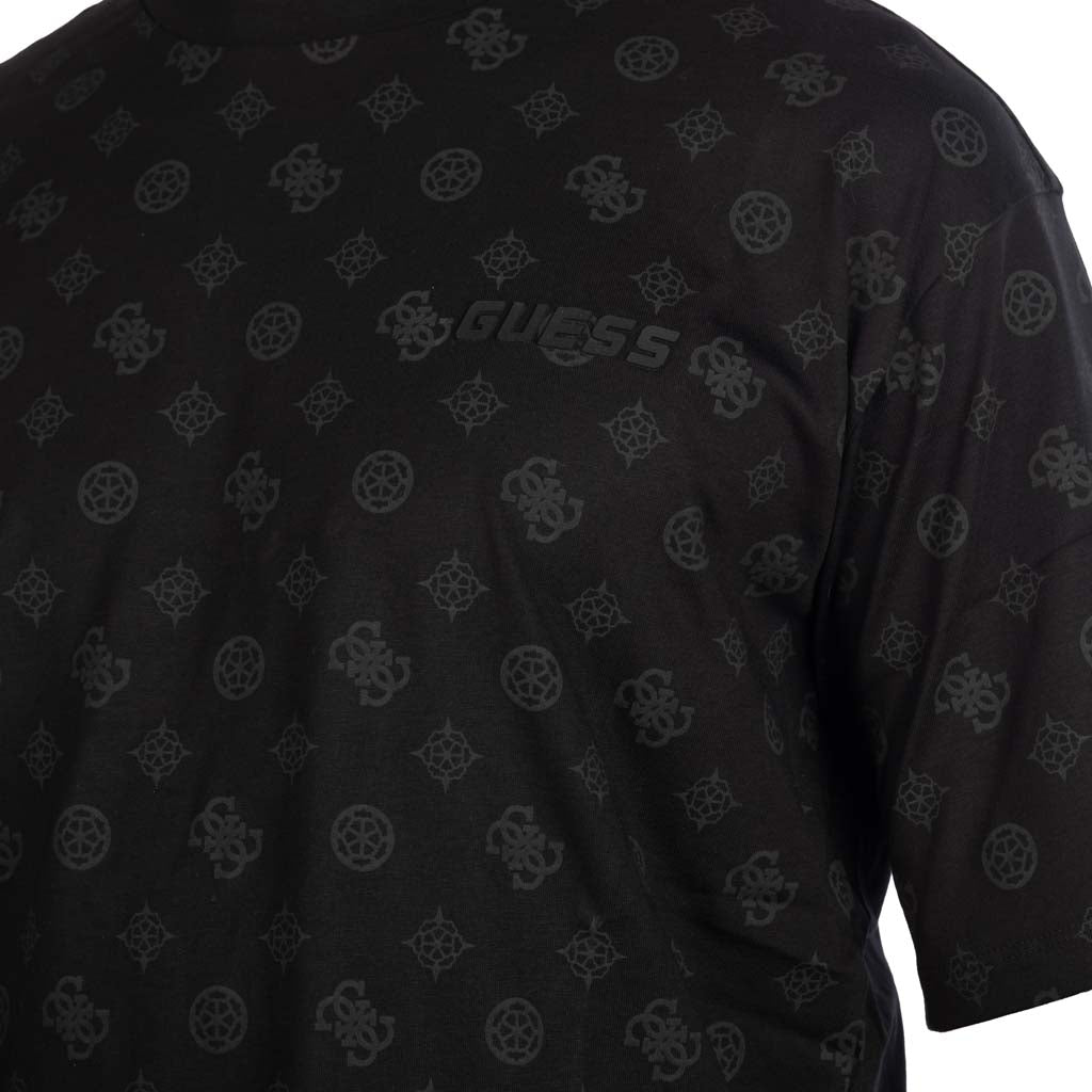 T-SHIRT UOMO GUESS CON LOGO STAMPATO ALL OVER - COL. NERO