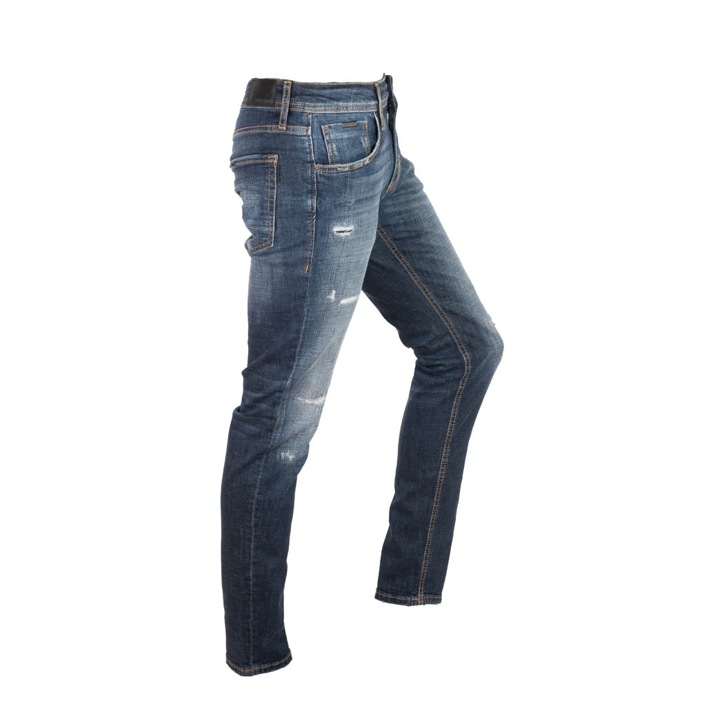 JEANS UOMO ANTONY MORATO TAPERED FIT MOD. "KURT" CON STRAPPI E ABRASIONI - COL. BLU DENIM