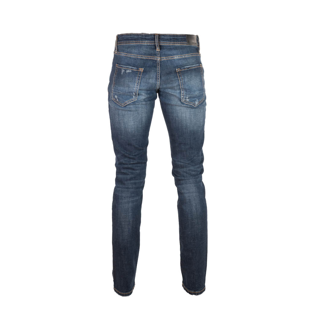 JEANS UOMO ANTONY MORATO TAPERED FIT MOD. "KURT" CON STRAPPI E ABRASIONI - COL. BLU DENIM