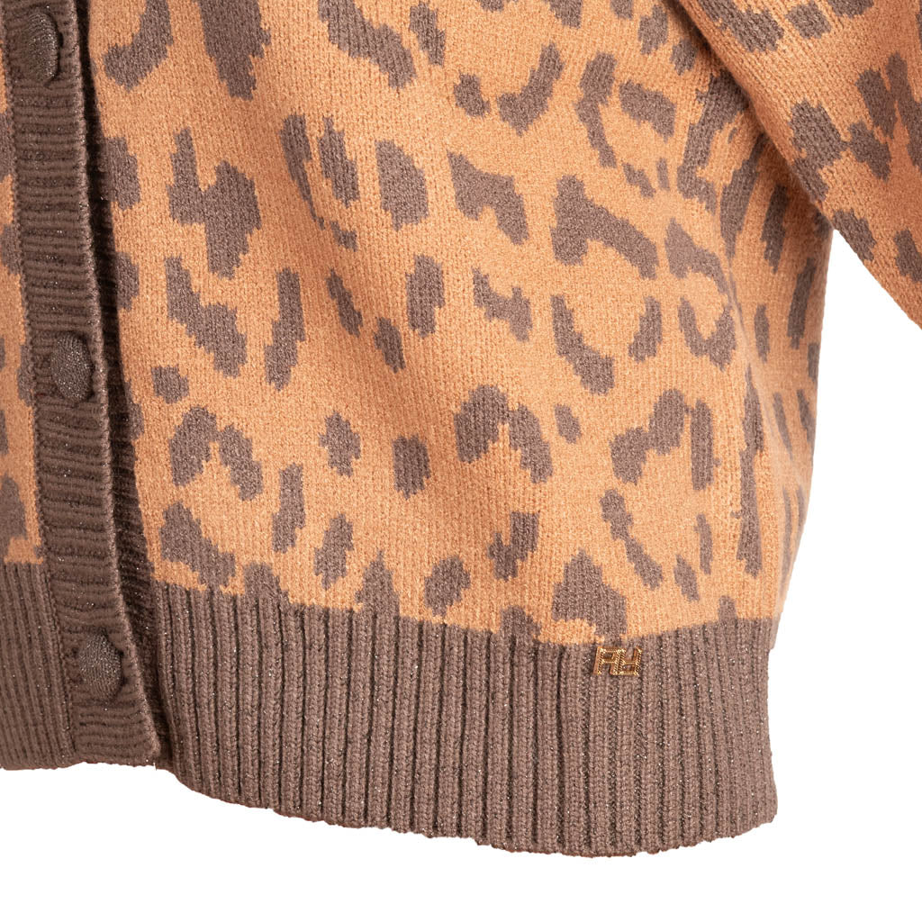CARDIGAN DONNA ARTIGLI CON FATANSIA ANIMALIER - COL. CAMMELLO