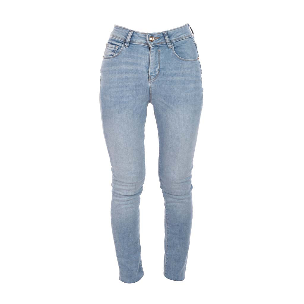 JEANS DONNA GAUDI' SKINNY FIT IN DENIM DI COTONE EFFETTO USED - COL. BLU DENIM