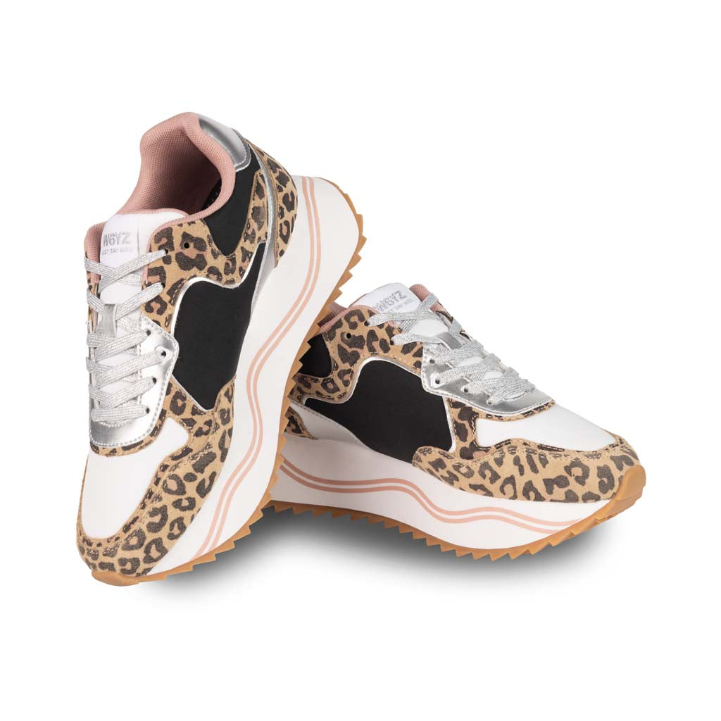 SNEAKERS DONNA W6YZ IN SUEDE E TESSUTO TECNICO - COL. ANIMALIER