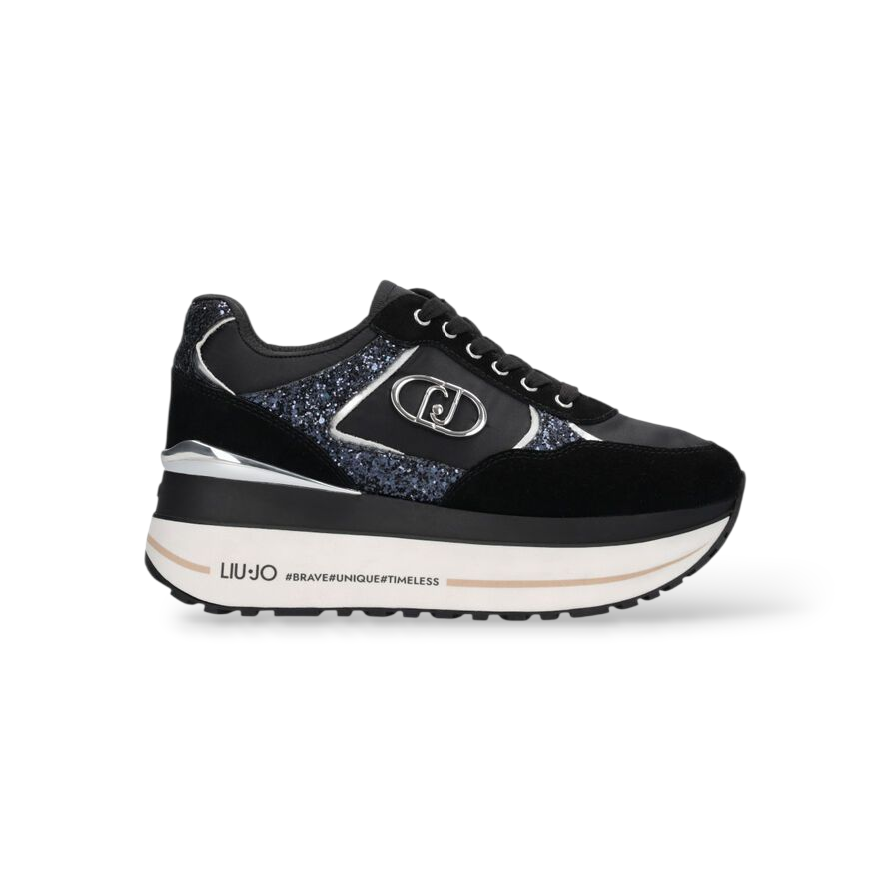 SNEAKERS LIU JO SUPER PLATFORM IN GLITTER E NYLON COL.NERO