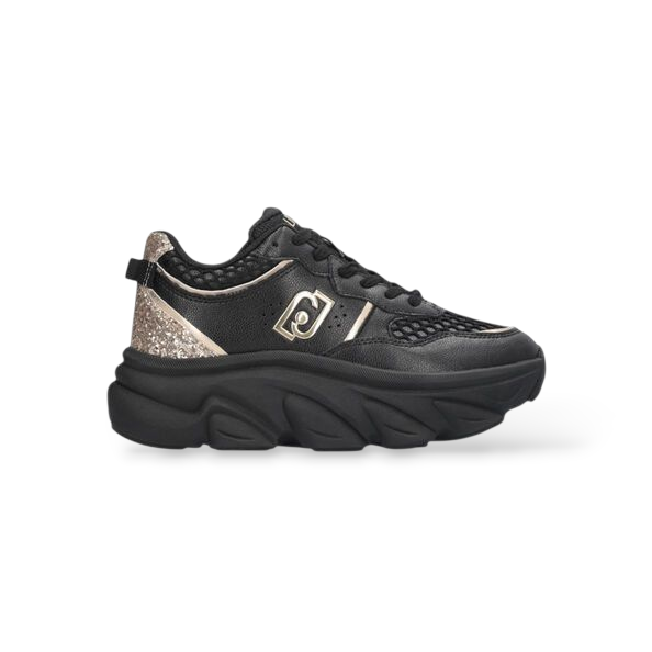 SNEAKERS LIU JO CHUNCHY IN PELLE E GLITTER COL.NERO