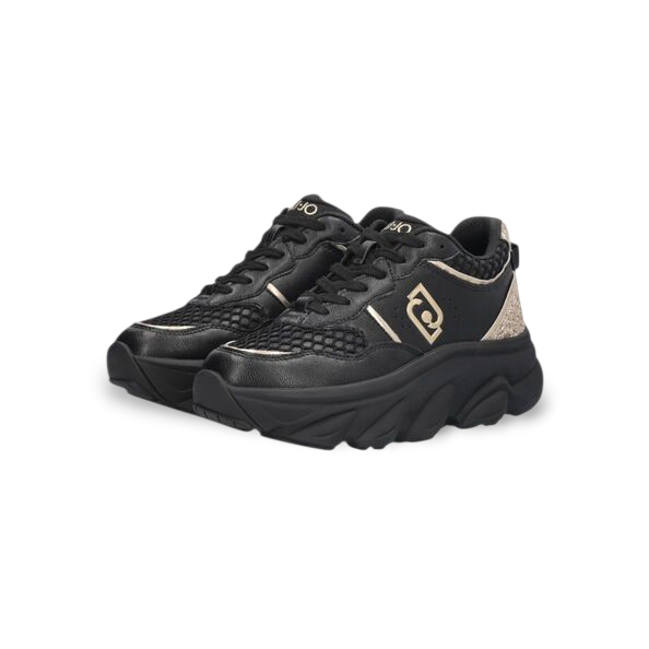 SNEAKERS LIU JO CHUNCHY IN PELLE E GLITTER COL.NERO