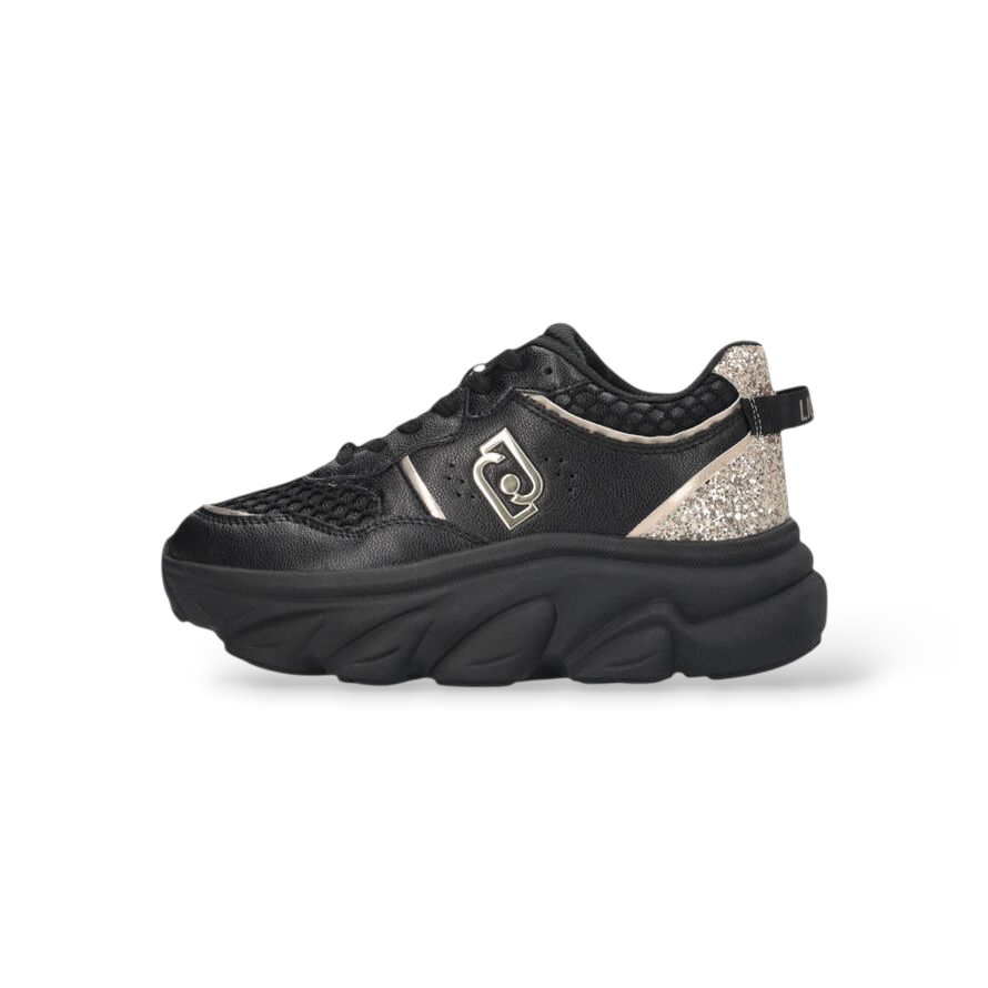 SNEAKERS LIU JO CHUNCHY IN PELLE E GLITTER COL.NERO