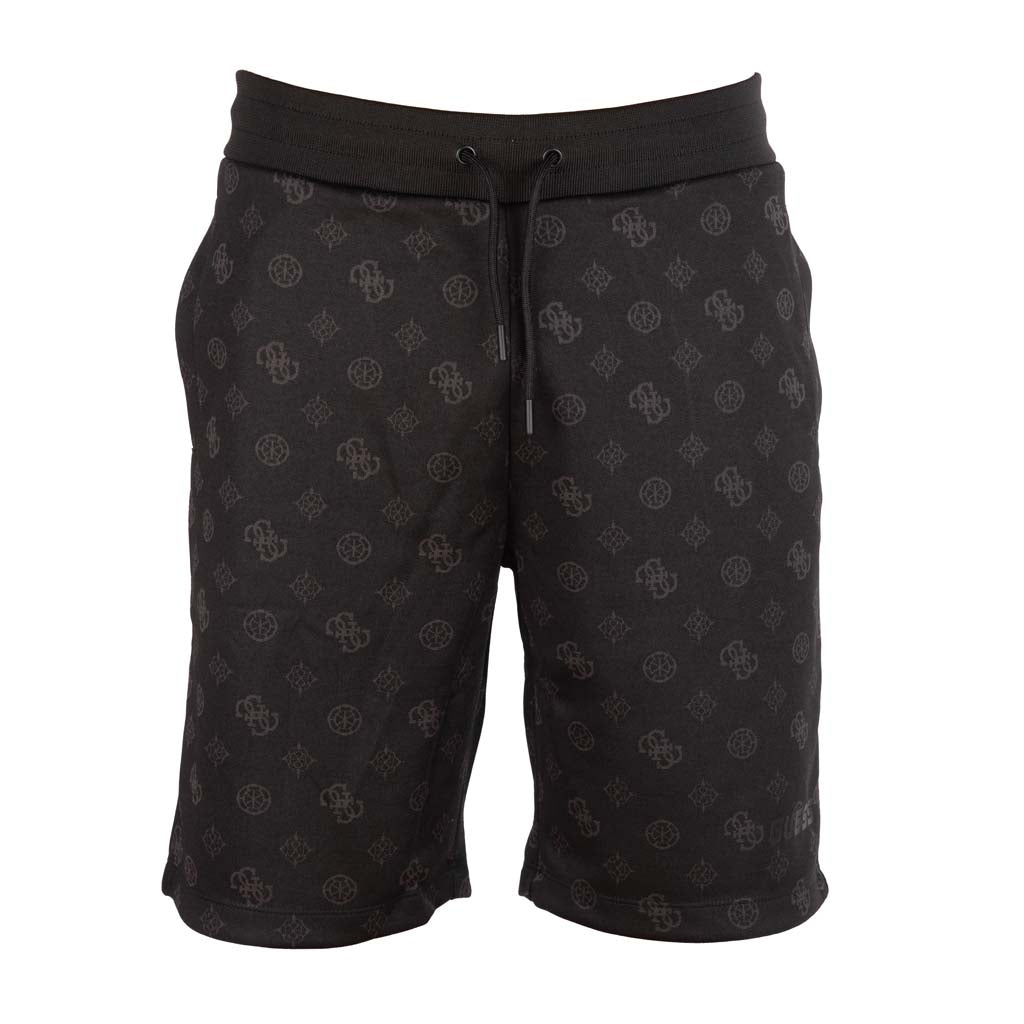SHORTS UOMO GUESS CON STAMPA LOGO ALL OVER - COL. NERO