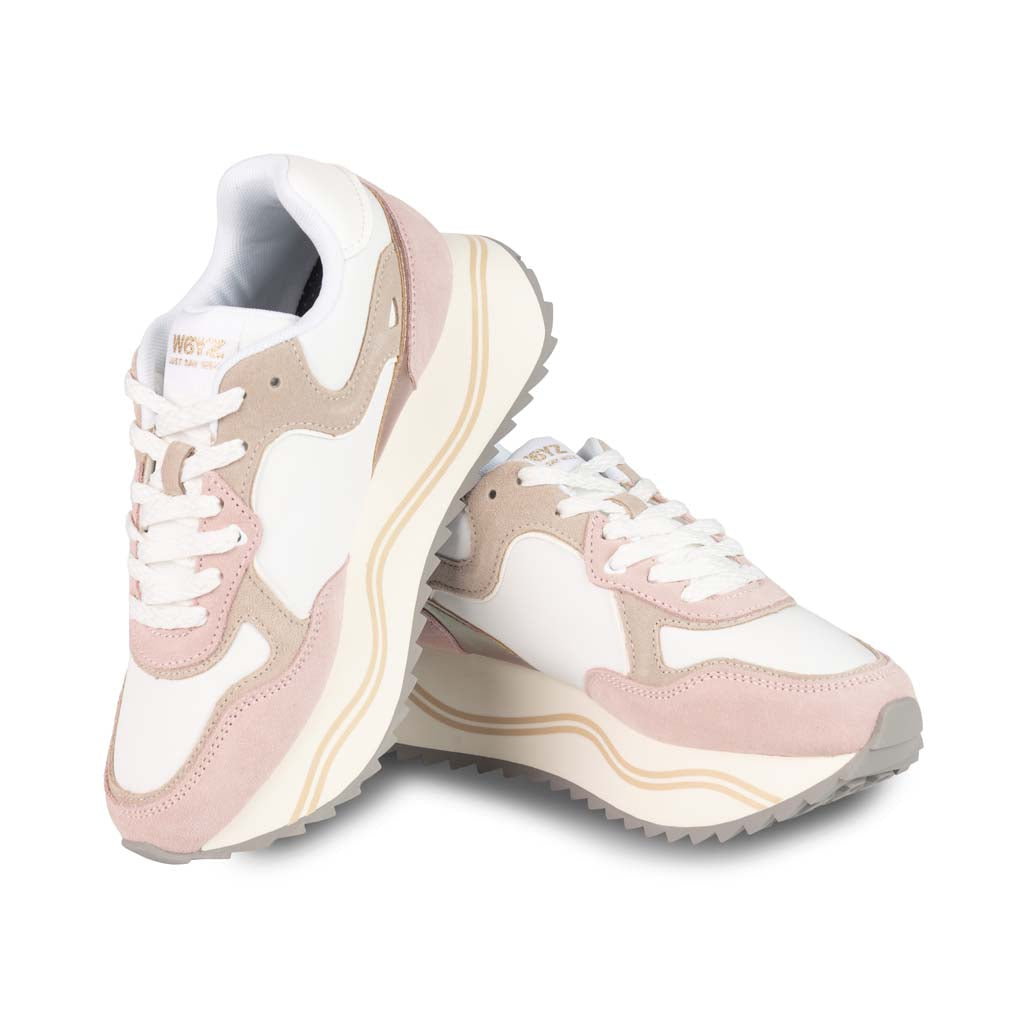SNEAKERS DONNA W6YZ MOD. "DEVA" IN SUEDE E TESSUTO - COL. ROSA / BIANCO