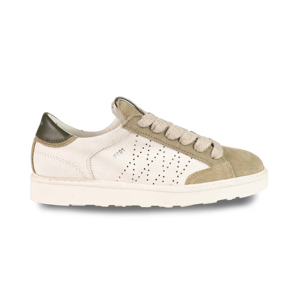 SNEAKERS UOMO PANCHIC IN CAMOSCIO CON INSERTI TRAFORATI - COL. AVORIO / OLIVA