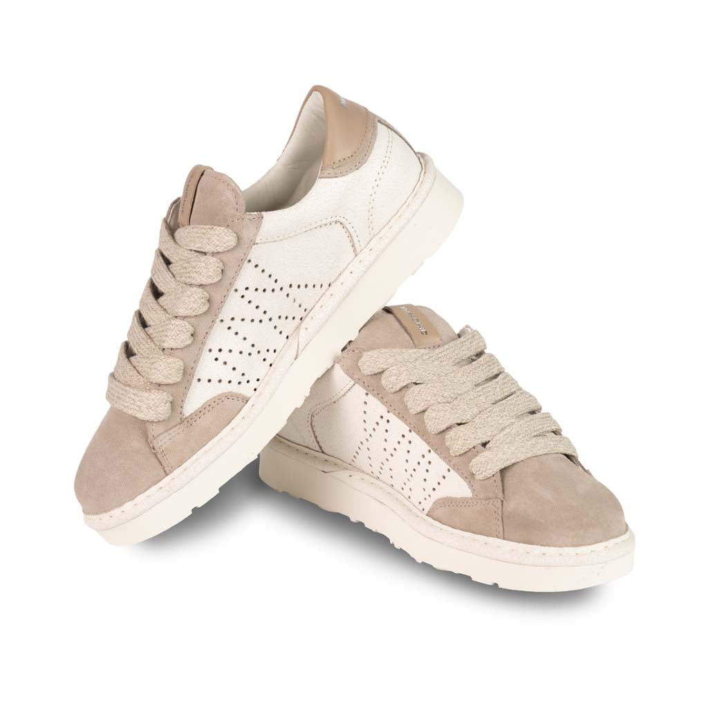 SNEAKERS UOMO PANCHIC IN CAMOSCIO CON INSERTI TRAFORATI - COL. AVORIO / GRIGIO TORTORA