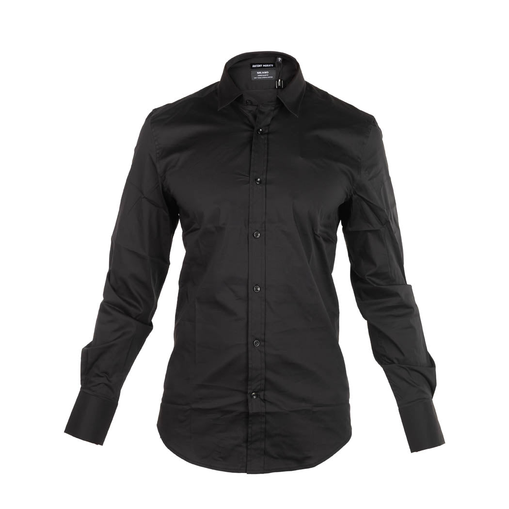CAMICIA UOMO ANTONY MORATO SUPER SLIM FIT MOD. "MILANO" IN POPELINE - COL. NERO