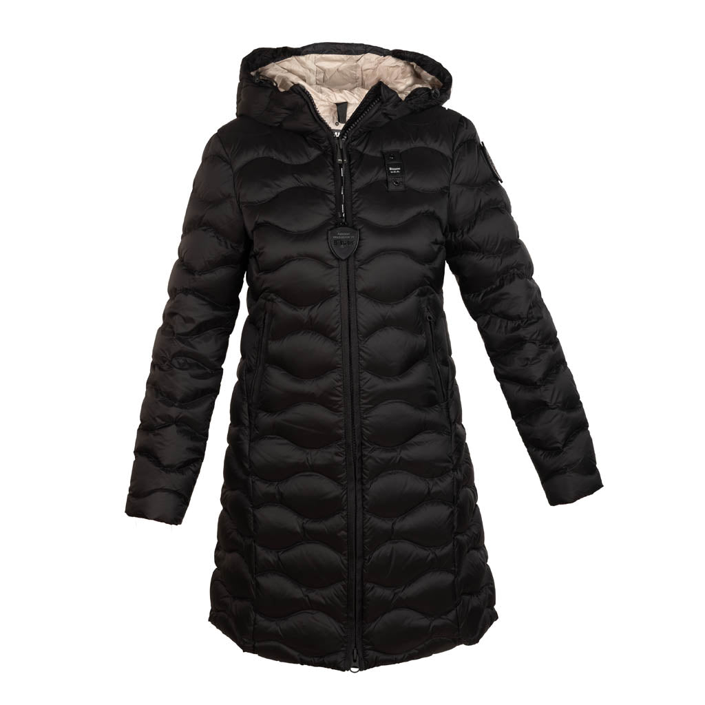 PIUMINO LUNGO DONNA BLAUER A ONDE MOD. "LYNE" - COL. NERO / INT. BEIGE
