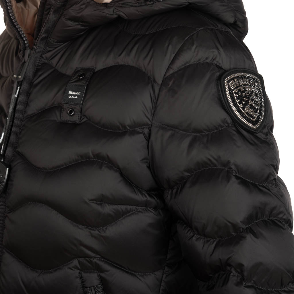 PIUMINO LUNGO DONNA BLAUER A ONDE MOD. "LYNE" - COL. NERO / INT. BEIGE