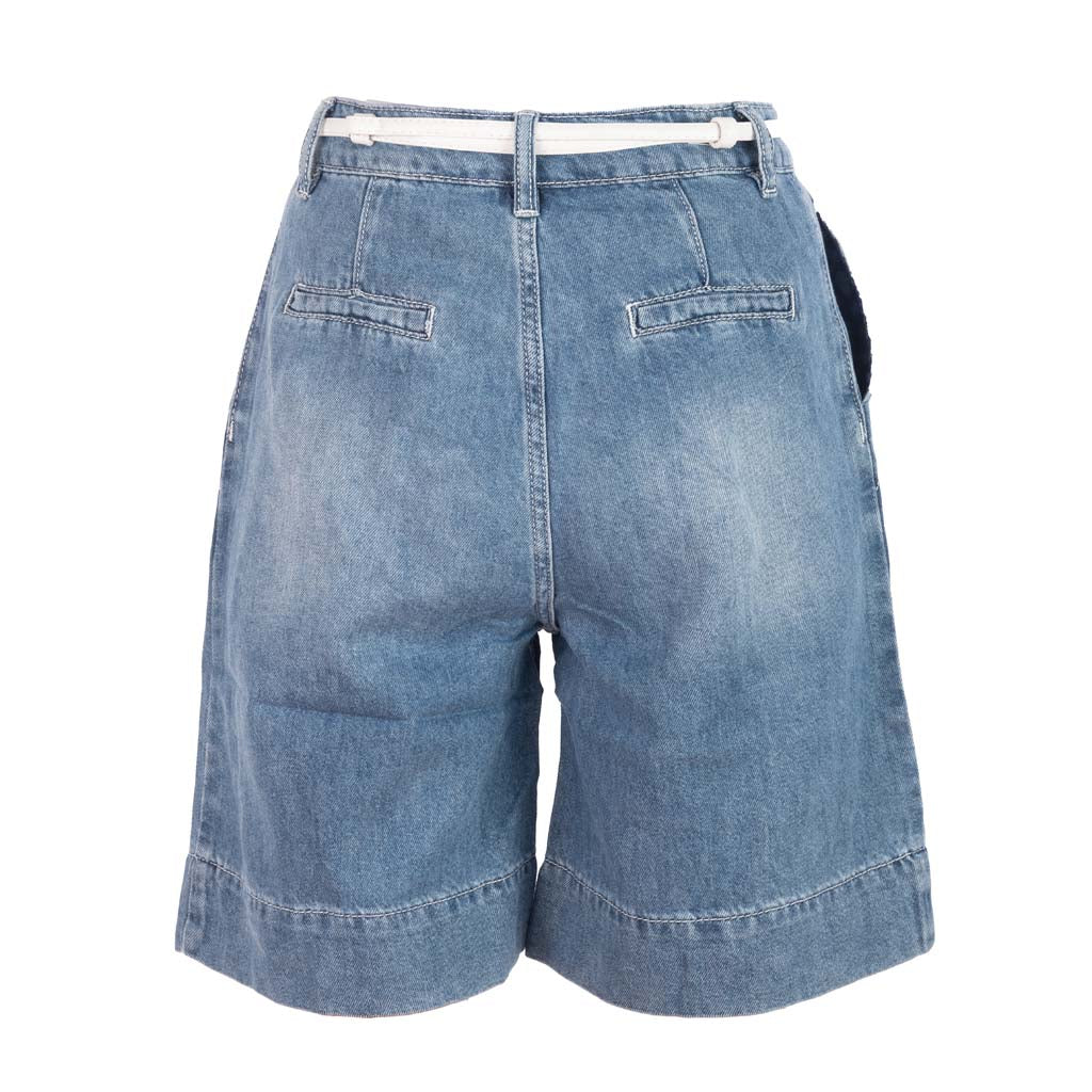 BERMUDA DONNA GAUDI' IN DENIM EFFETTO USED - COL. BLU DENIM