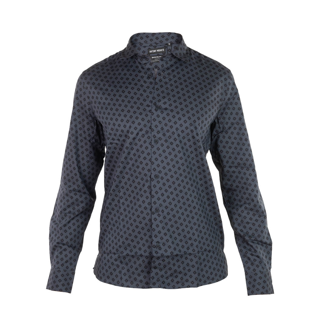 CAMICIA UOMO ANTONY MORATO REGULAR STRAIGHT FIT MOD. "BARCELLONA" CON STAMPA ASTRATTA - COL. AVIO SCURO