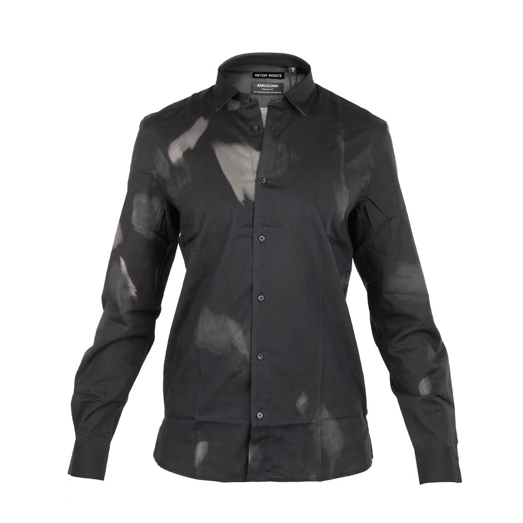 CAMICIA UOMO ANTONY MORATO REGULAR STRAIGHT FIT MOD. "BARCELLONA" CON STAMPA ASTRATTA - COL. NERO