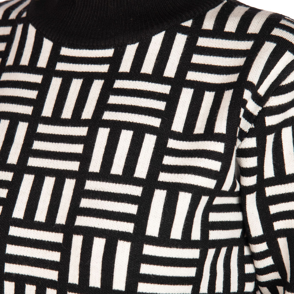 ABITO DONNA ARTIGLI IN MAGLIA CON FANTASIA - COL. NERO / PANNA