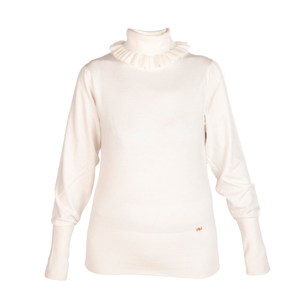 MAGLIA DOLCEVITA DONNA ARTIGLI CON RUCHES SUL COLLO - COL. PANNA