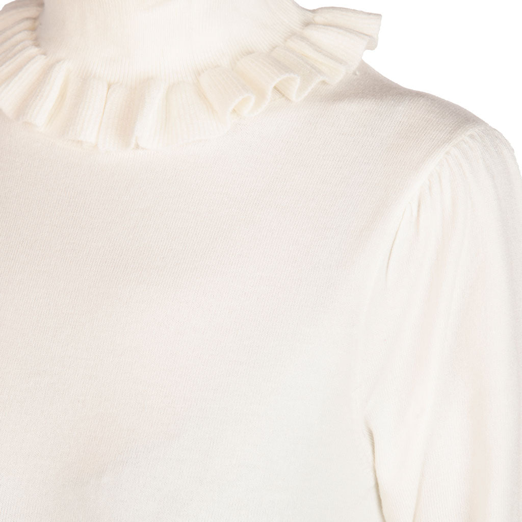 MAGLIA DOLCEVITA DONNA ARTIGLI CON RUCHES SUL COLLO - COL. PANNA