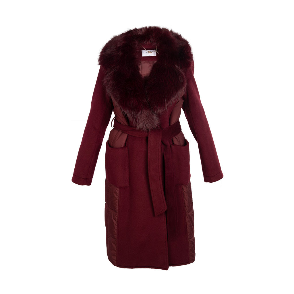 CAPPOTTO DONNA ARTIGLI BIMATERICO CON COLLO IN ECOPELLICCIA - Colori disponibili: 2