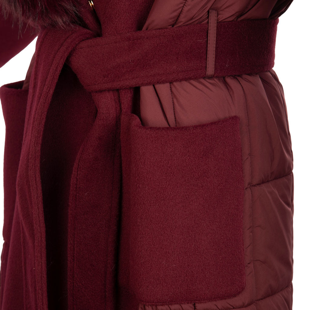 CAPPOTTO DONNA ARTIGLI BIMATERICO CON COLLO IN ECOPELLICCIA - Colori disponibili: 2