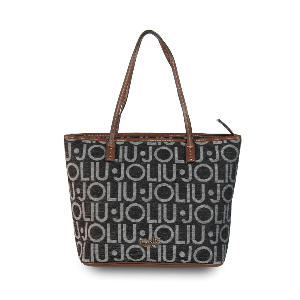 SHOPPER DONNA LIU JO CON LETTERING ALL OVER - COL. NERO
