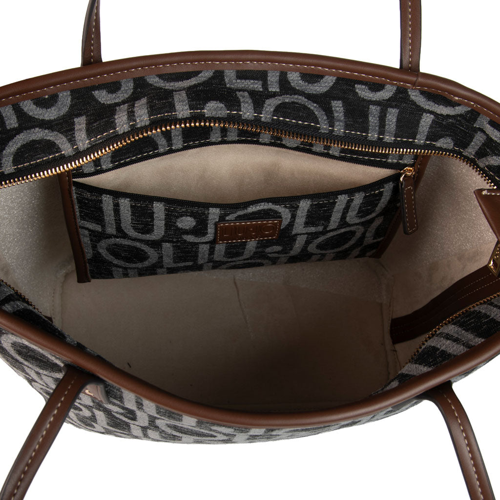 SHOPPER DONNA LIU JO CON LETTERING ALL OVER - COL. NERO