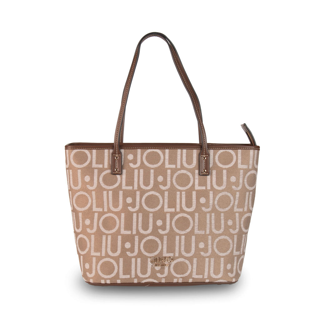 SHOPPER DONNA LIU JO CON LETTERING ALL OVER - COL. NEUTRO