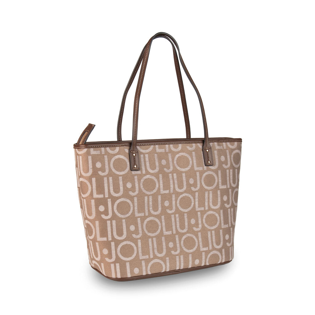 SHOPPER DONNA LIU JO CON LETTERING ALL OVER - COL. NEUTRO