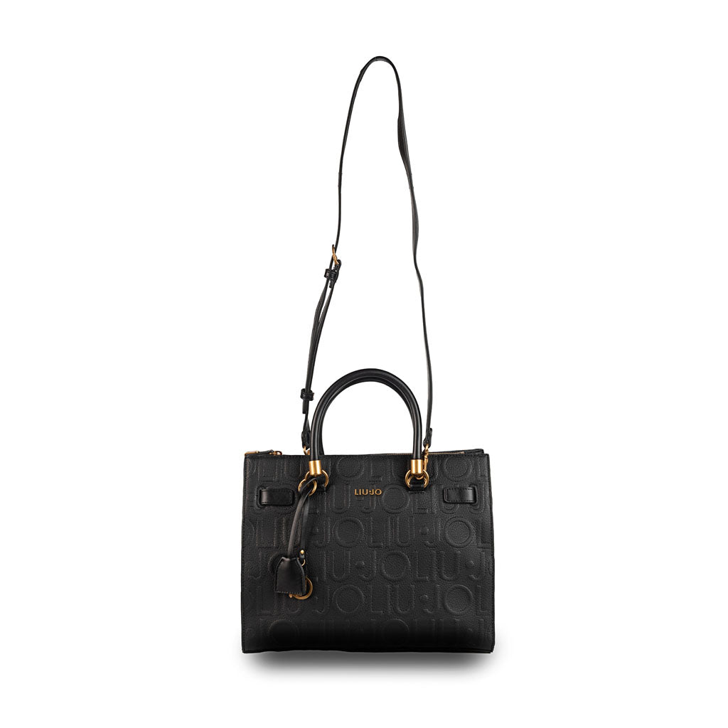 BORSA A MANO LIU JO CON LETTERING IN RILEVO - COL. NERO