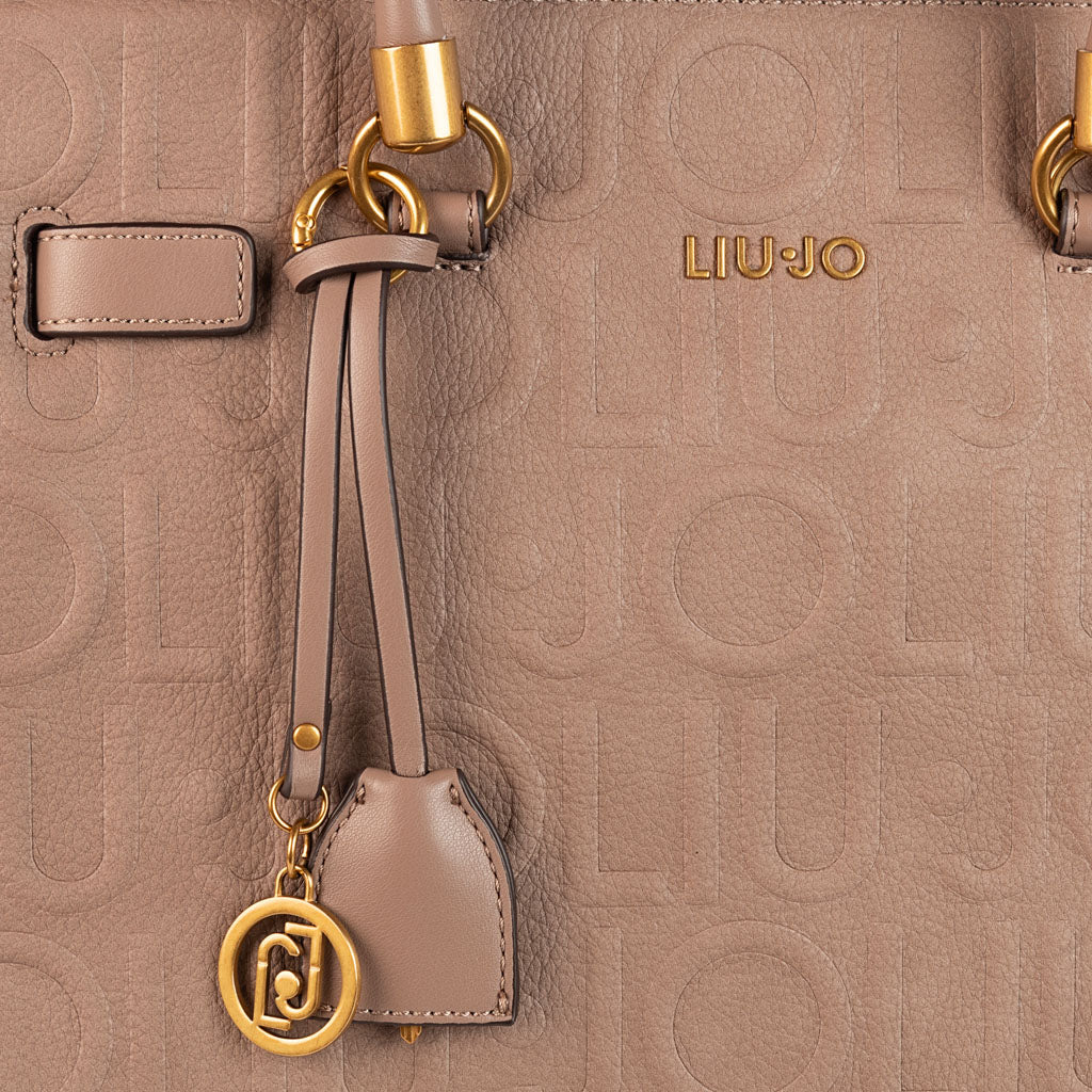BORSA A MANO LIU JO CON LETTERING IN RILEVO - COL. MOCHA