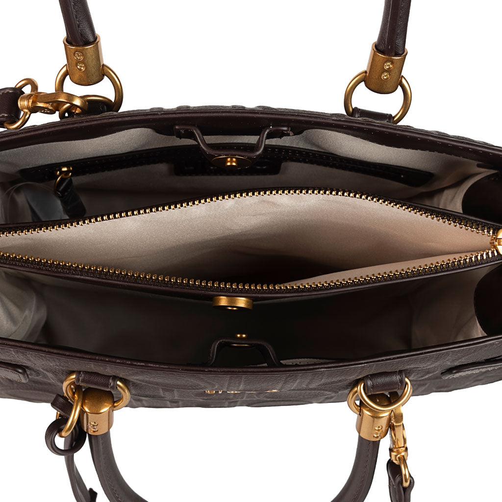 BORSA A MANO LIU JO CON LETTERING IN RILEVO - COL. MARRONE SCURO