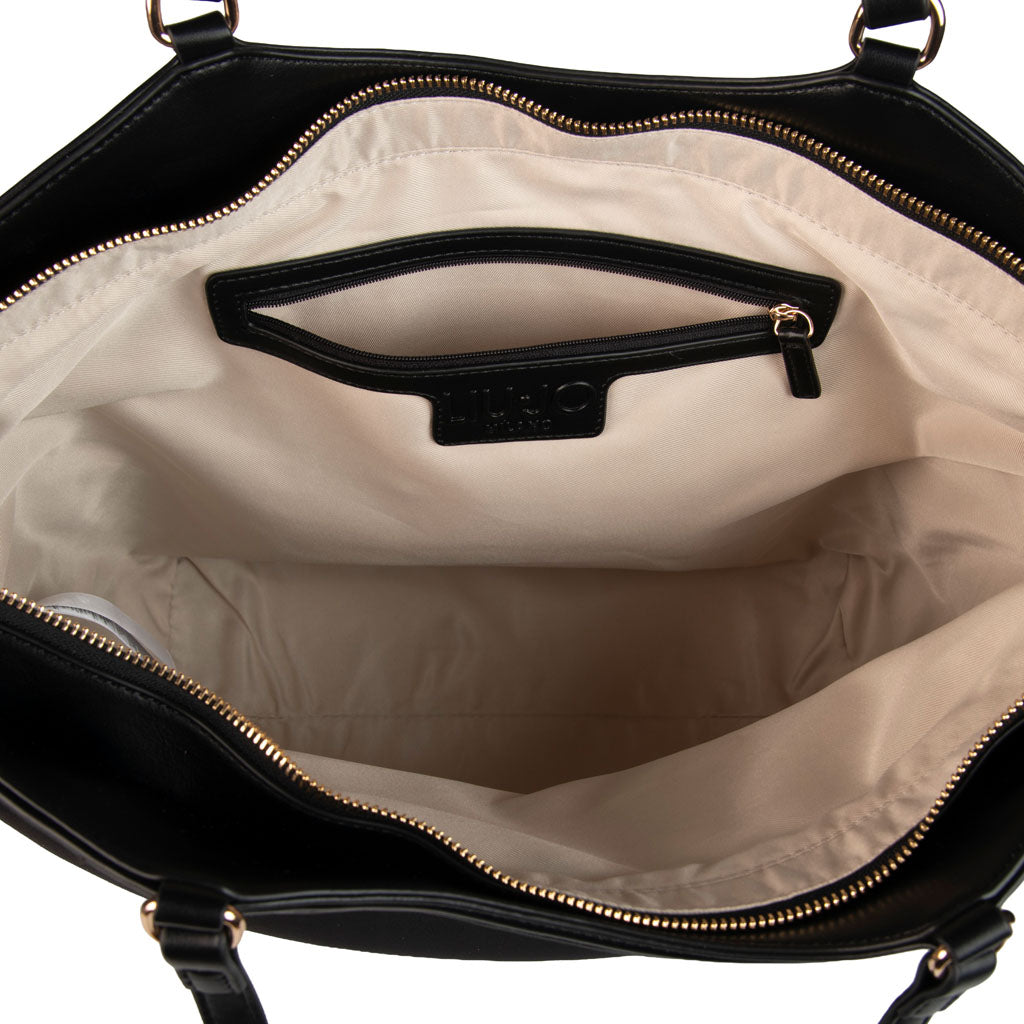 BORSA TOTE DONNA LIU JO IN ECOPELLE CON LOGO - COL. NERO