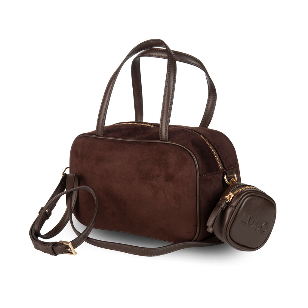 BORSA DONNA LIU JO CON LOGO E CHARM PORTAMONETE - COL. MARRONE SCURO