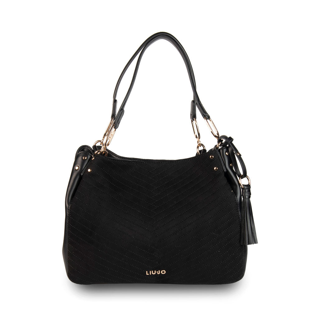 BORSA DONNA LIU JO IN ECOPELLE E TESSUTO - COL. NERO