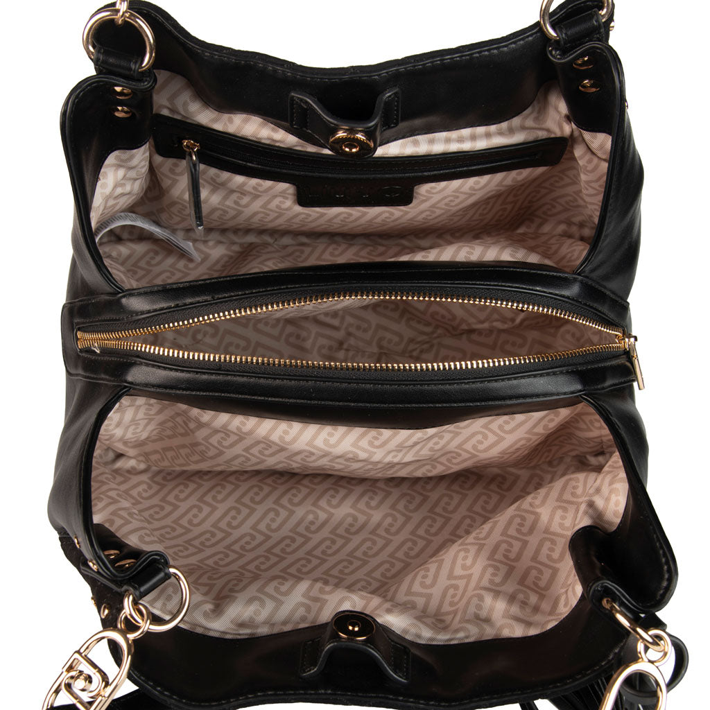 BORSA DONNA LIU JO IN ECOPELLE E TESSUTO - COL. NERO