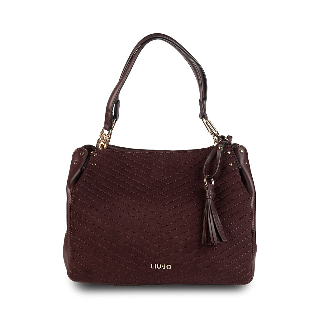 BORSA DONNA LIU JO IN ECOPELLE E TESSUTO - COL. RED AUBERGINE