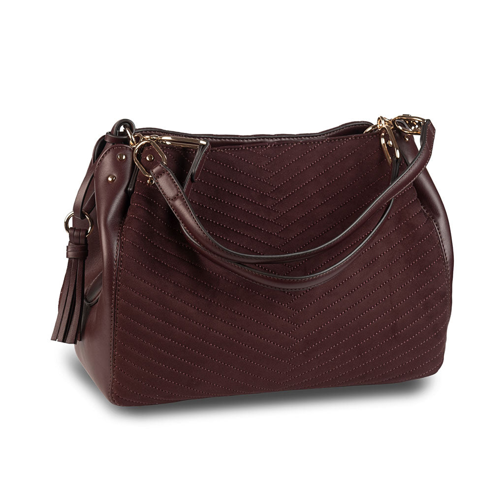 BORSA DONNA LIU JO IN ECOPELLE E TESSUTO - COL. RED AUBERGINE